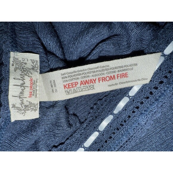 Free People Intimately Only You Ribbed Lace Trim Tank Top Navy Blue Women’s Sz L - Picture 6 of 10